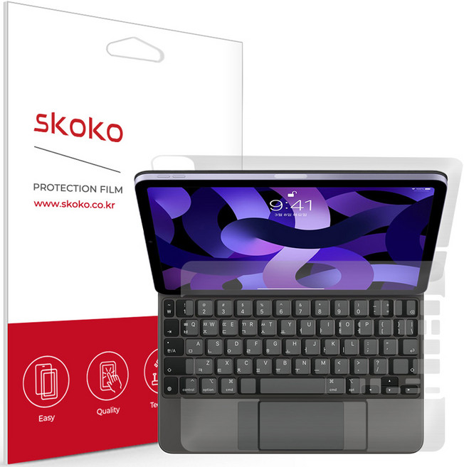 스코코 아이패드에어 5세대 10.9 매직키보드 무광 전신보호필름 4종 세트, 1세트