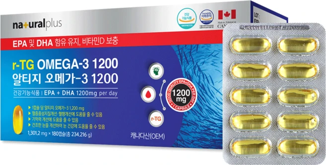 내츄럴플러스 알티지 오메가3 1200, 180정, 1개 - 쿠팡