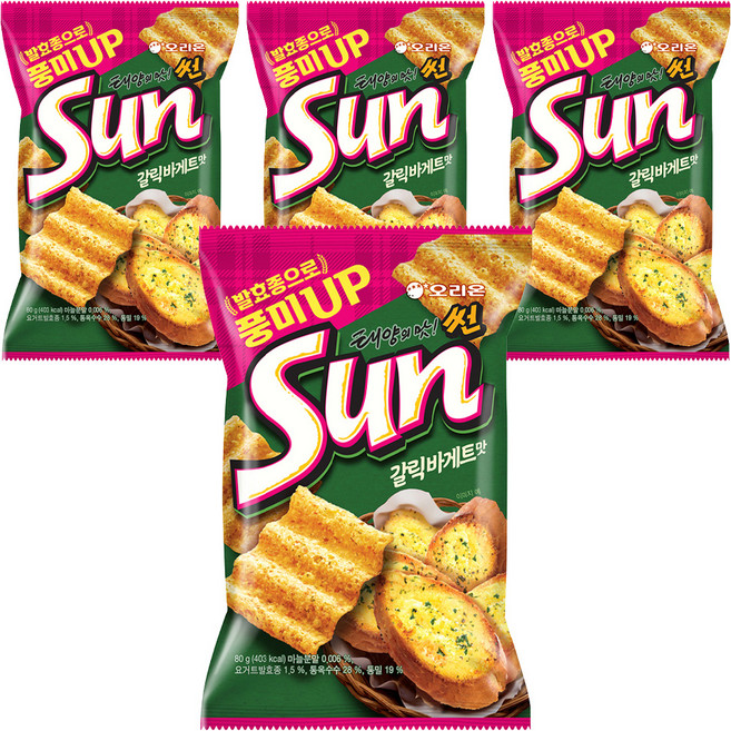오리온 태양의 맛 썬 갈릭바게트맛, 80g, 4개