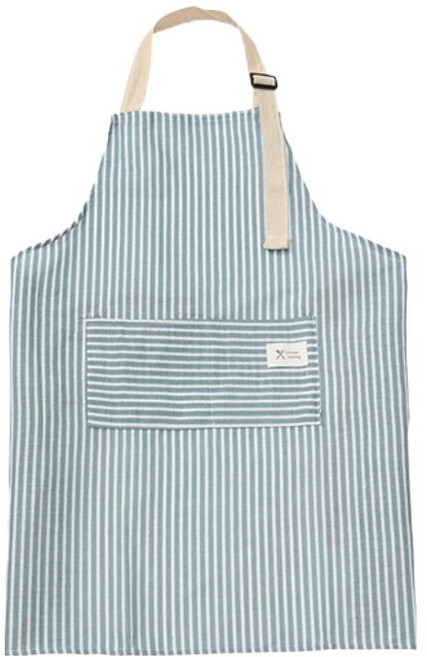 블럭마트 심플 린넨 스트라이프 앞치마, 블루, 1개