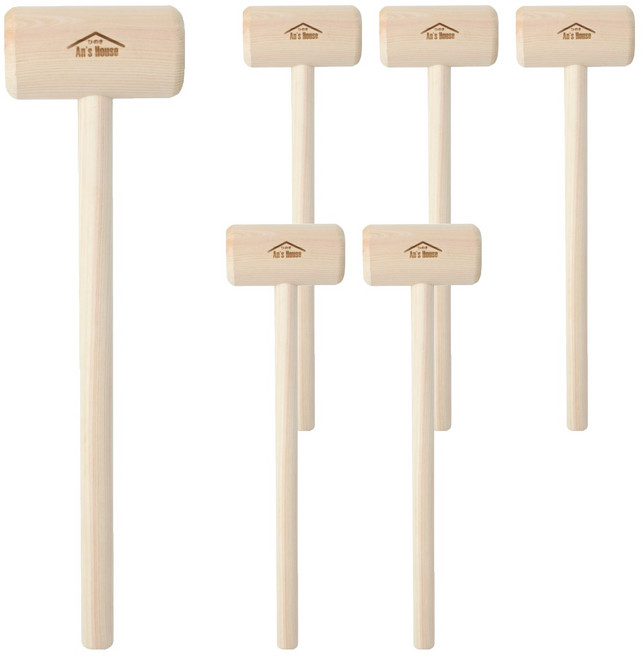 안스하우스 편백나무 히노끼 안마망치 원형, 6개