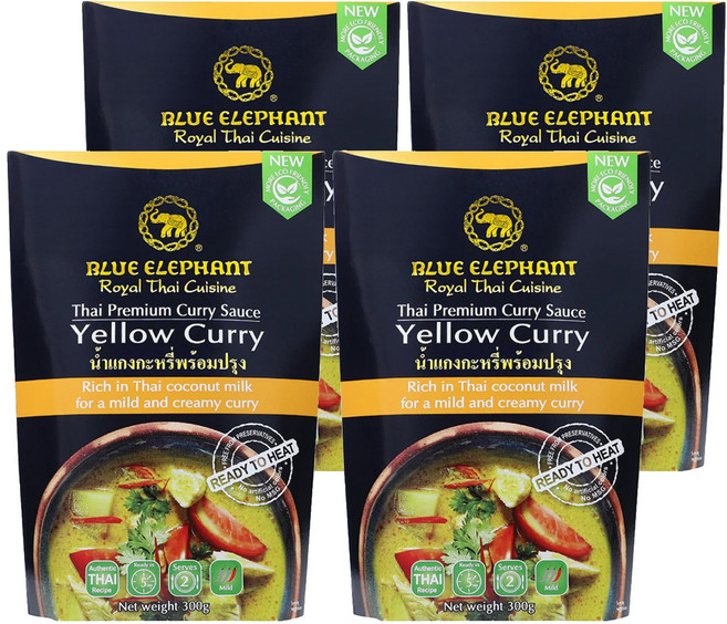 BLUE ELEPHANT 藍象 宮廷限定 即食調理包 黃咖哩, 300g, 4包