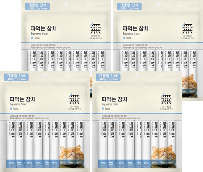 무마진 고양이 짜먹는 간식 12g x 40p, 참치, 480g, 4개