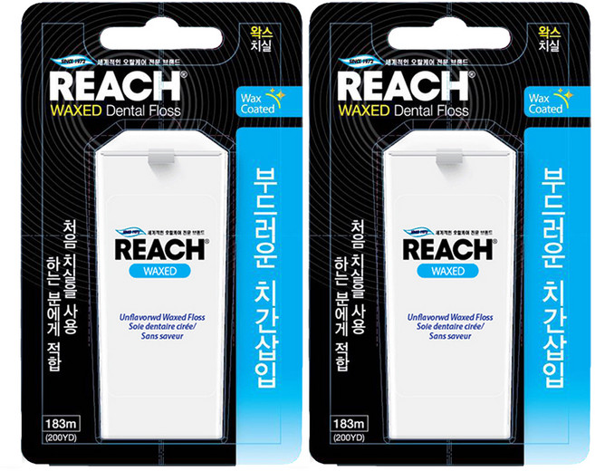 REACH 麗奇 潔牙線 含蠟無味, 183m, 1個, 2盒