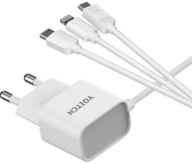 요이치 B라인 고속 3 in 1 케이블 일체형 멀티 충전기, 혼합색상, 1개
