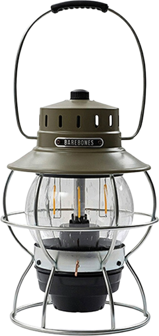 BAREBONES 手提鐵路復古營燈 Railroad Lantern LIV-281 LED亮度可調節 3000K色溫 暖黃光, 橄欖綠, 1個