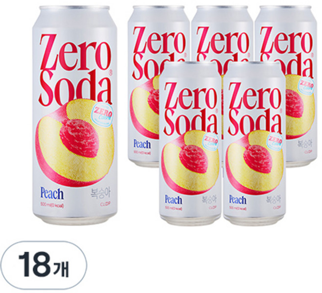 클룹 제로소다 복숭아, 18개, 500ml