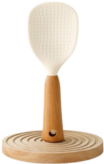 데일리픽 밥알 잘 안붙는 우드 손잡이 스탠딩 실리콘 주걱, 혼합색상, 1개