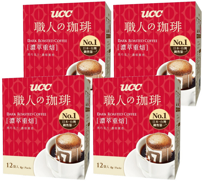 ucc 職人的珈琲 濃萃重焙濾掛式咖啡, 8g, 12包, 4盒