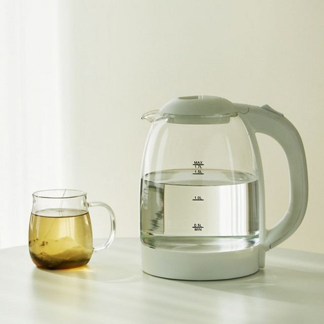 홈플래닛 스테인레스 SUS304 글라스 무선 전기주전자, KEGX8009-GS(화이트)