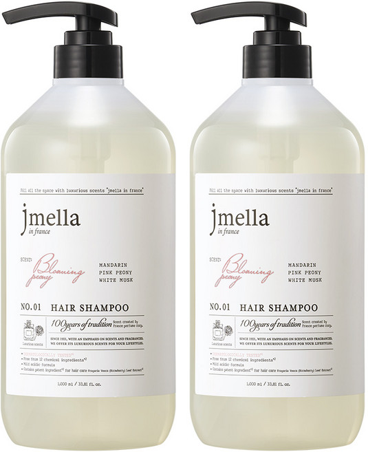 제이멜라 인 프랑스 블루밍 피오니 헤어 샴푸 러블리 플로럴향, 1L, 2개