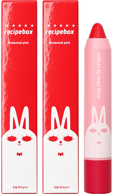 레시피박스 어린이 이지클린 립크레용 3g, 보타니컬핑크, 2개