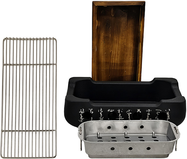 日式文字燒烤爐 燒烤爐 + 長方形文字爐(含底座), 烤爐36 x 18 x 13cm + 烤網36 x 18cm, 1組