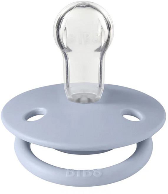BIBS De Lux 矽膠奶嘴 圓形 不含BPA 丹麥設計, 0~18m, 霧藍, 1個