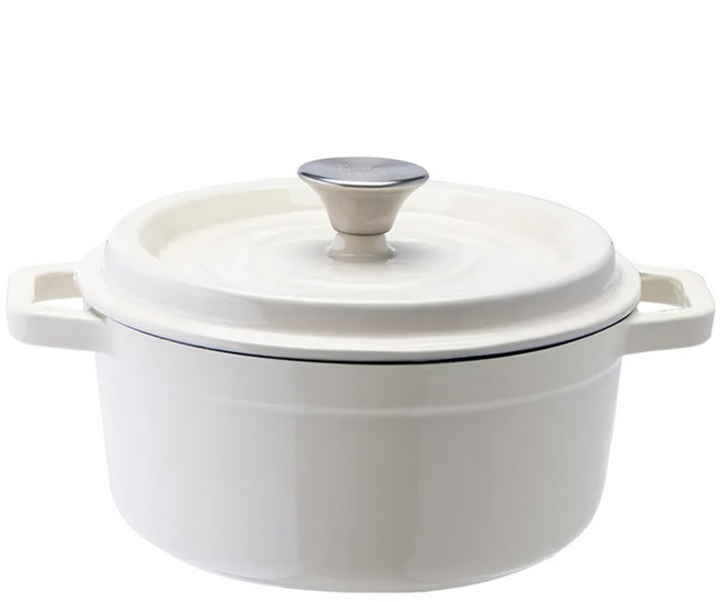 cook power 鍋寶 電磁爐適用 琺瑯鑄鐵鍋, 22cm, 雪峰白, 1個