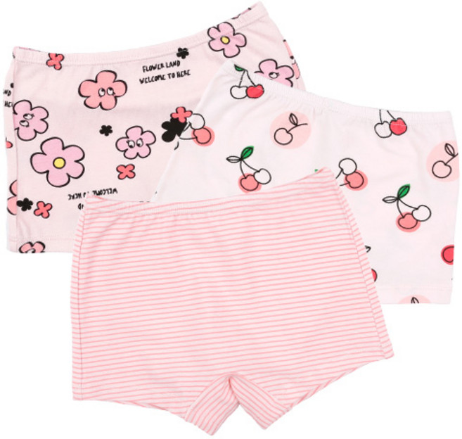 메이키즈 여아용 심플핑크 면스판 드로즈 3종 세트