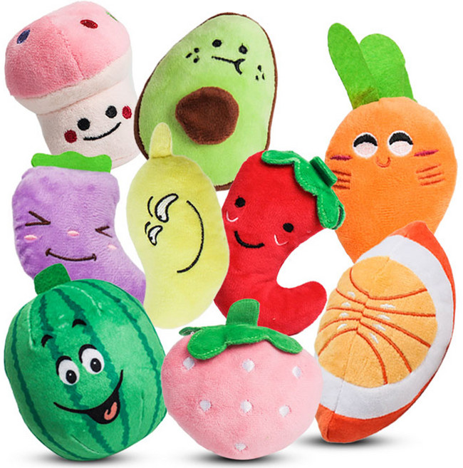 딩동펫 반려동물 프레쉬 과일 인형 9종 세트, 혼합색상, 1세트