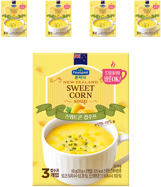 폰타나 뉴질랜드 스위트콘 컵수프, 60g, 5개