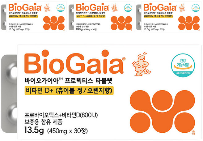 바이오가이아 프로텍티스 타블렛 비타민D+ 츄어블 정 13.5g, 30정, 4개