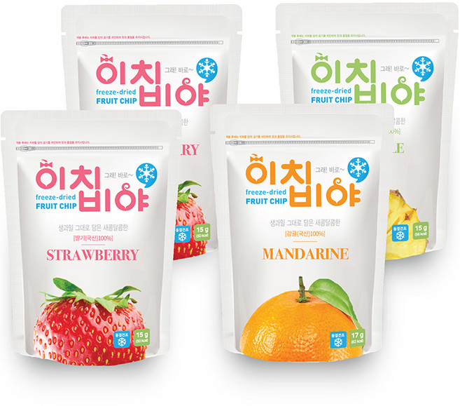 이치비야 프리미엄 동결건조 과일칩 새콤한 맛 딸기 2p + 감귤 + 파인애플, 62g, 1세트