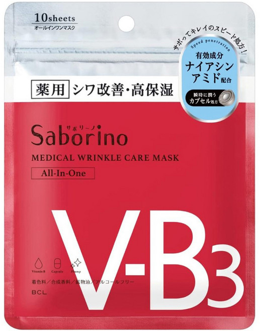 BCL Saborino 浸潤保濕抗皺面膜V-B3 WR, 10片, 1包