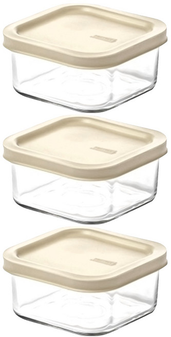 Glasslock 格拉氏洛克 易開方形保鮮盒 灰色, 容器 + 蓋子, 3組