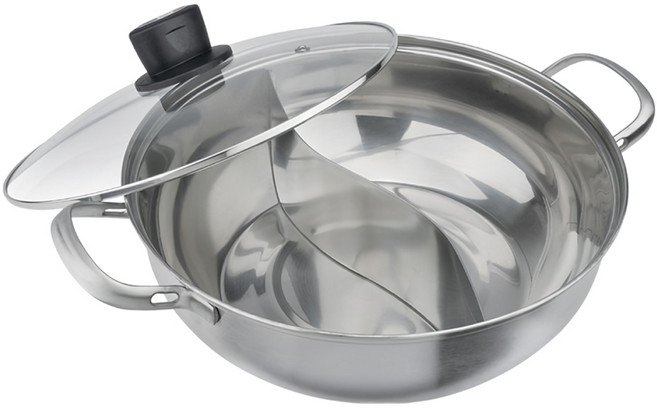 CLARE 晶鑽鴛鴦火鍋 + 玻璃蓋, 28cm, 1組