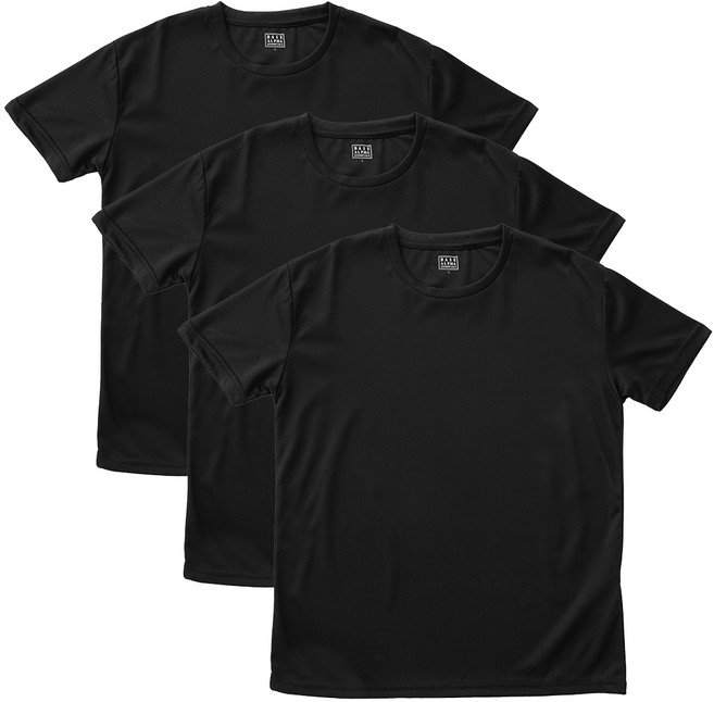 BASE ALPHA ESSENTIALS 中性款圓領素色短袖T恤 3入, 黑+黑+黑