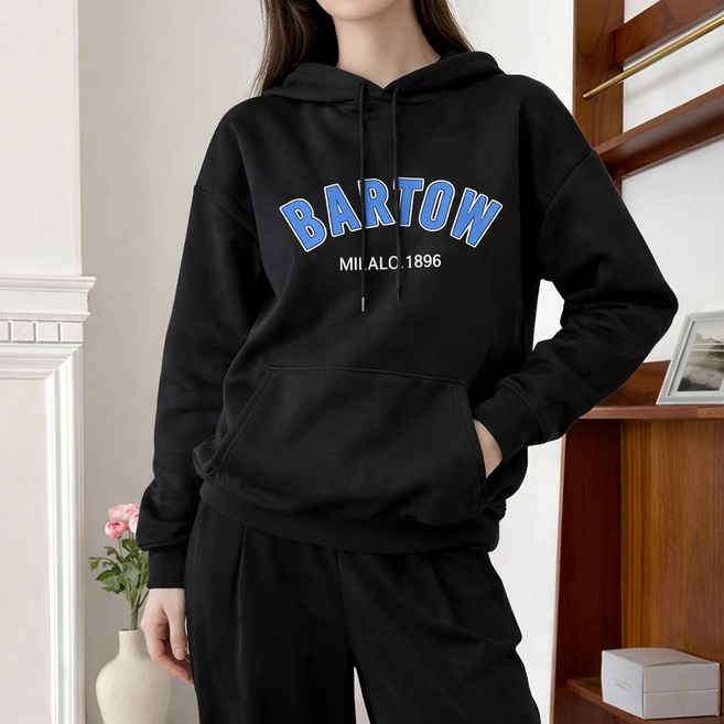 라라온 여성용 레터링 긴팔 후드 티셔츠 TSP1271