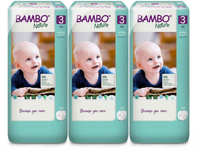 밤보네이처 그린 대용량 밴드형 기저귀, 3단계, 156매