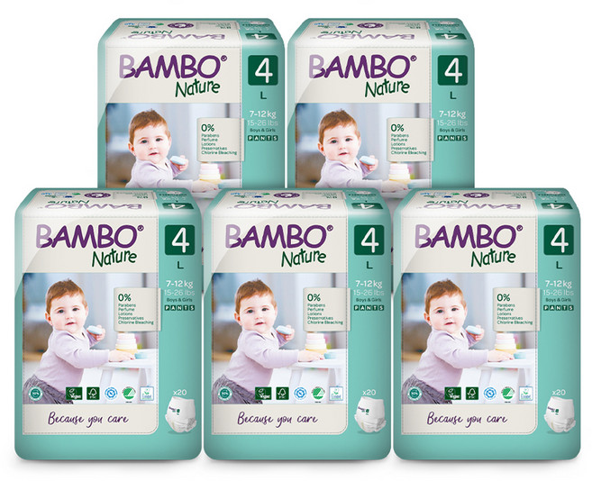 밤보네이처 그린 팬티형 기저귀, 4단계, 100매