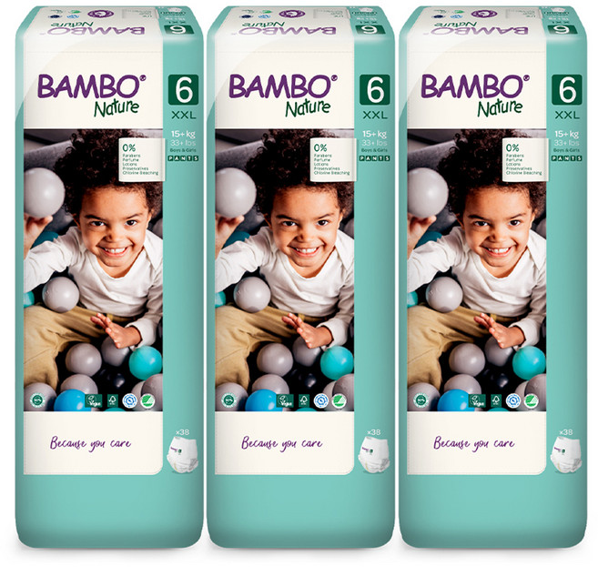 밤보네이처 대용량 팬티형 기저귀 남녀공용, 6단계, 114매