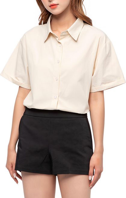 CARET 女款棉質短袖襯衫