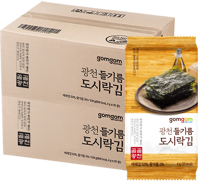 곰곰 광천 들기름 도시락김, 4g, 64개