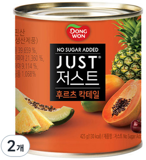 JUST 노슈가 후르츠 칵테일 통조림, 2개, 425g