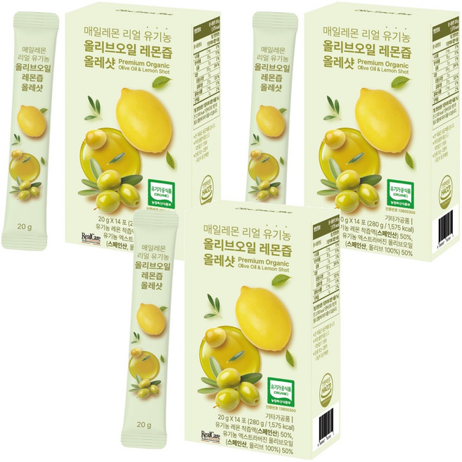 리얼케어 매일레몬 리얼 유기농 올리브오일 레몬즙 올레샷 14p, 280g, 3개