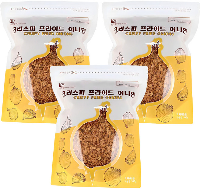 양파후레이크 크리스피 프라이드 어니언, 500g, 3개