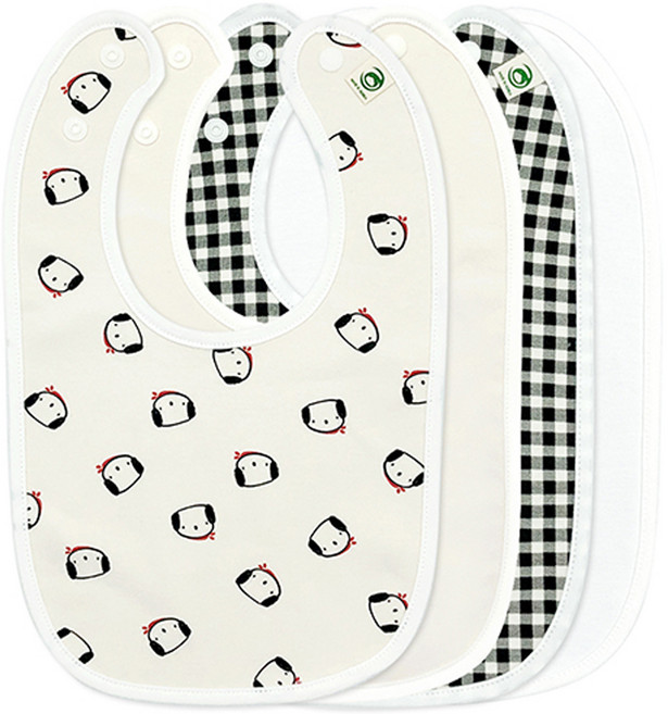 유아용 토끼 턱받이 4종 B-4, 퍼피 + 체크 + 베이지 + 아이보리, 4개입, 1세트