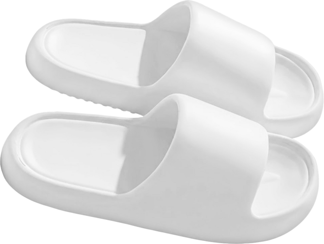 EVA踩屎感超厚休閒拖鞋 泡芙增高厚底柔軟防滑涼拖鞋, 36~37碼, 奶油白