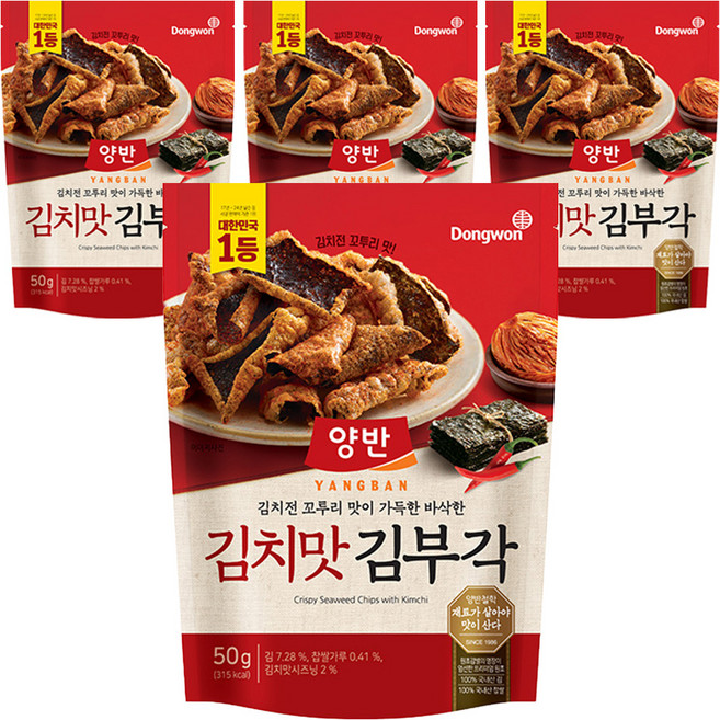 양반 김치맛 김부각, 50g, 4개