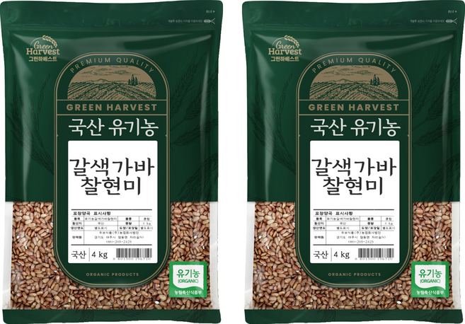 두보식품 국산 유기농 갈색가바 찰현미, 4kg, 2개
