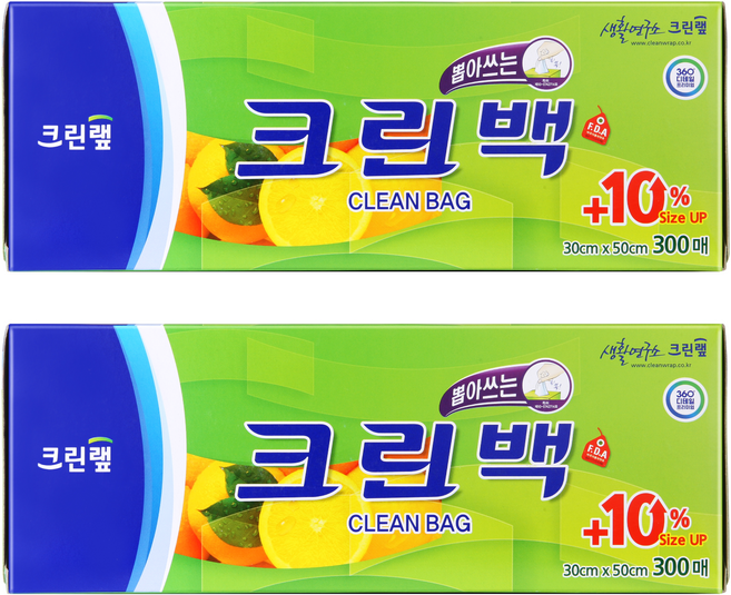 크린랩 크린백, 30 x 50 cm, 300개입, 2개