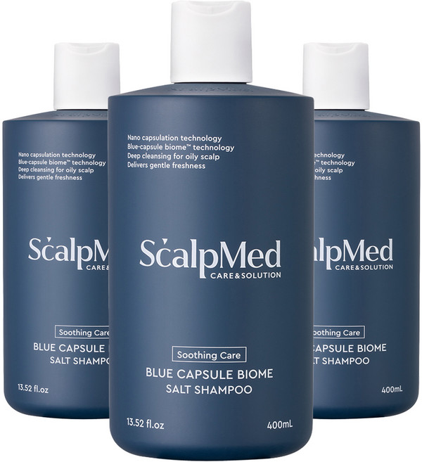 스칼프메드 블루 캡슐 바이옴 솔트 샴푸, 400ml, 3개