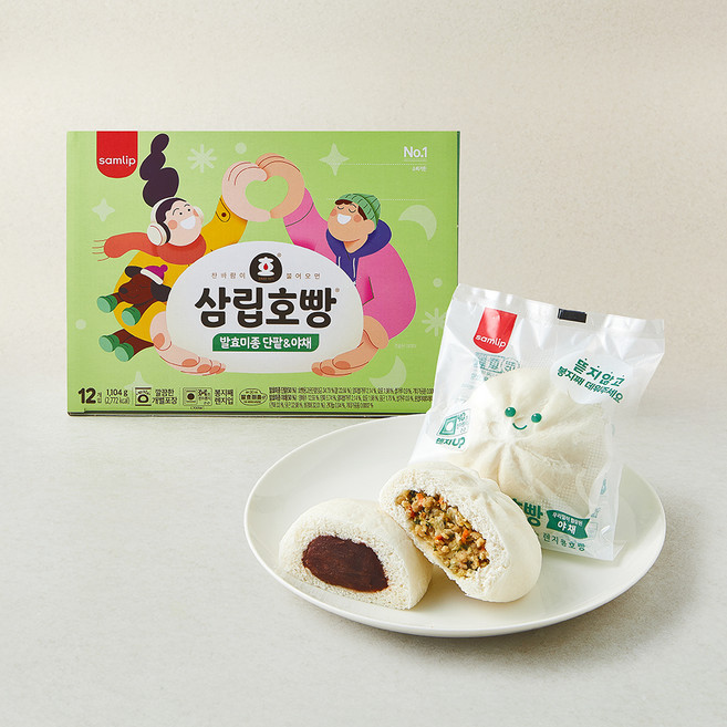 삼립 호빵 발효미종 단팥 + 야채, 92g, 12개입, 1세트