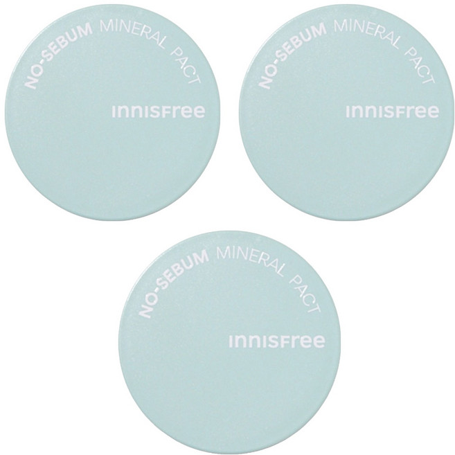 INNISFREE 無油無慮礦物控油蜜粉餅 8.5g, 單色, 3盒