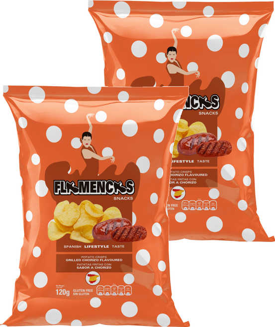 FLAMENCAS SNACKS 西班牙洋芋片 西班牙烤腸風味, 120g, 2包