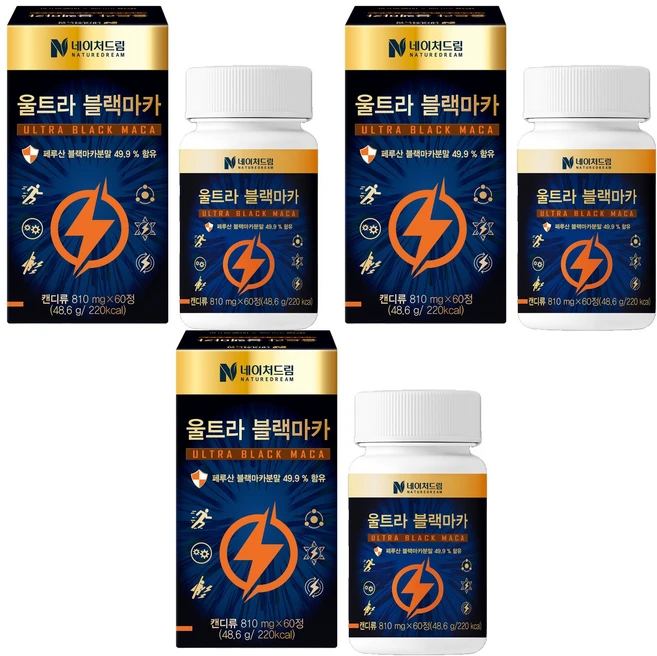 네이처드림 울트라 블랙마카 48.6g, 60정, 3개 - 쿠팡