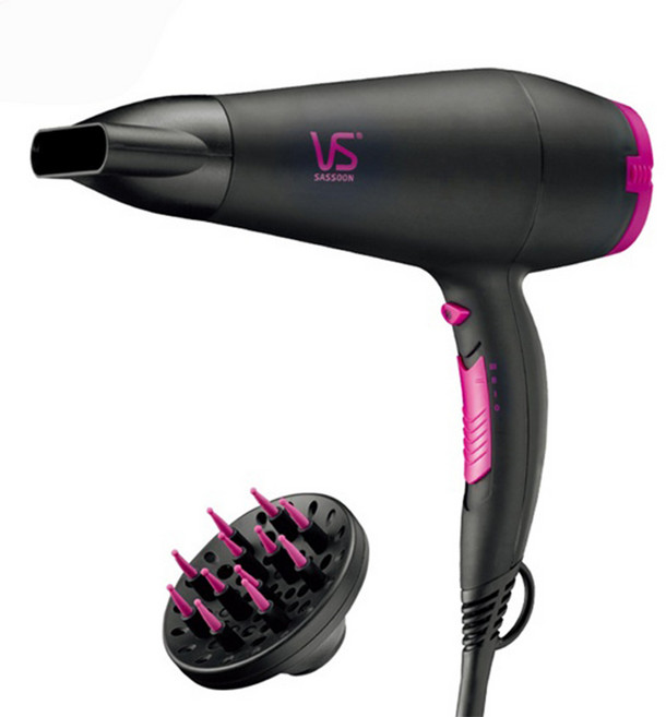 VS 沙宣 1400W 電氣石柔髮負離子吹風機 陶瓷負離子 附集風嘴和柔指擴散器, VS5543PIW, 粉紅色