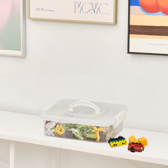 플라팜 레고 장난감 정리함 1호 1단, 아이보리, 1개