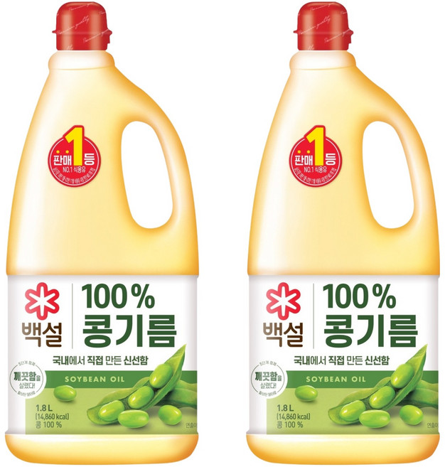 백설 콩기름, 1.8L, 2개